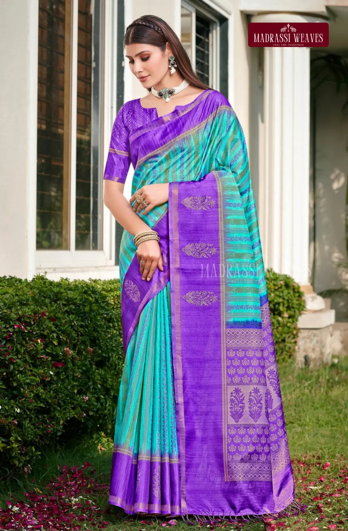 Tussar Silk Striped Saree - Multi-Colour