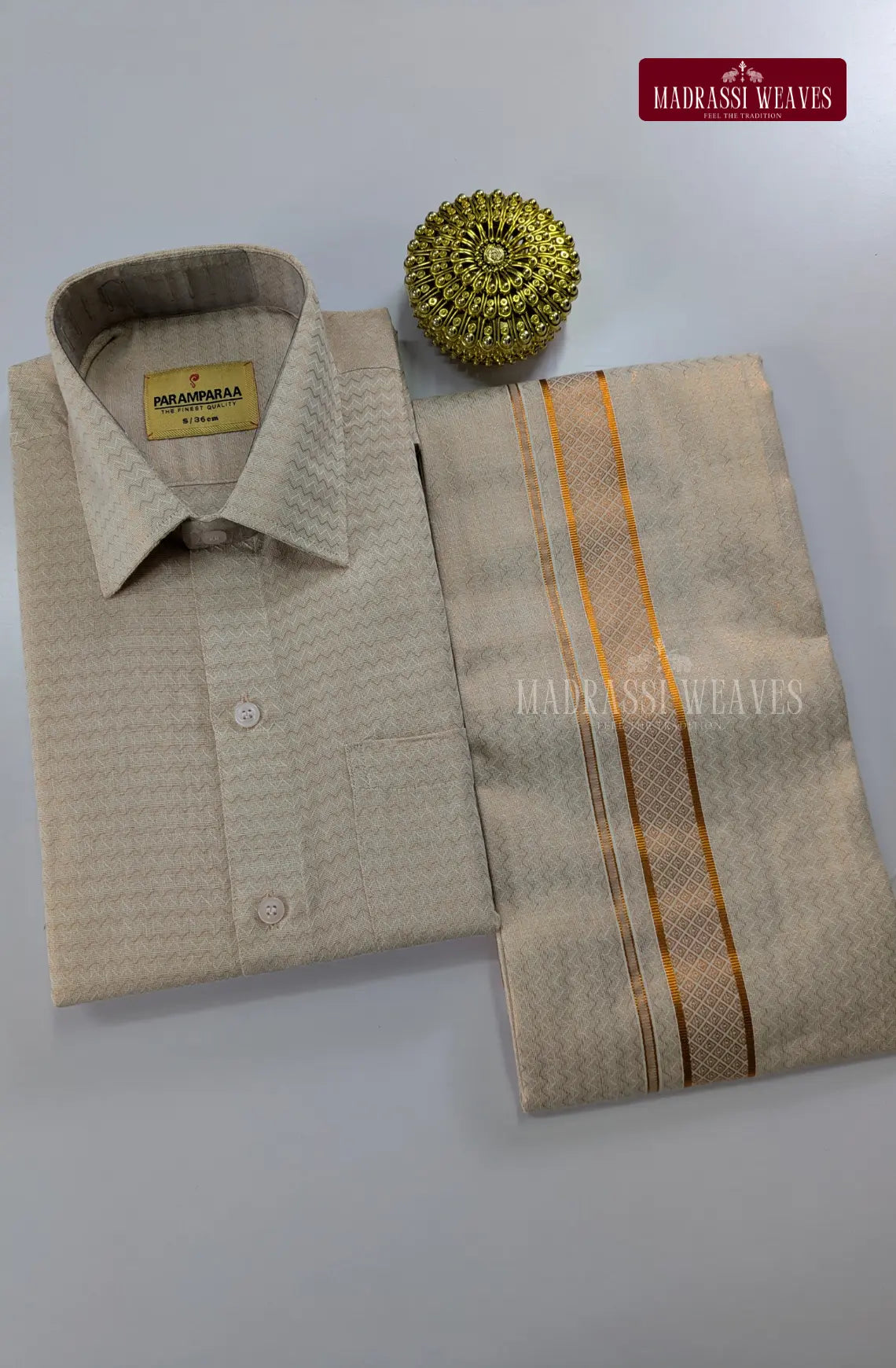 Wedding Zari Brocade Shirt and Dhoti Set - 2