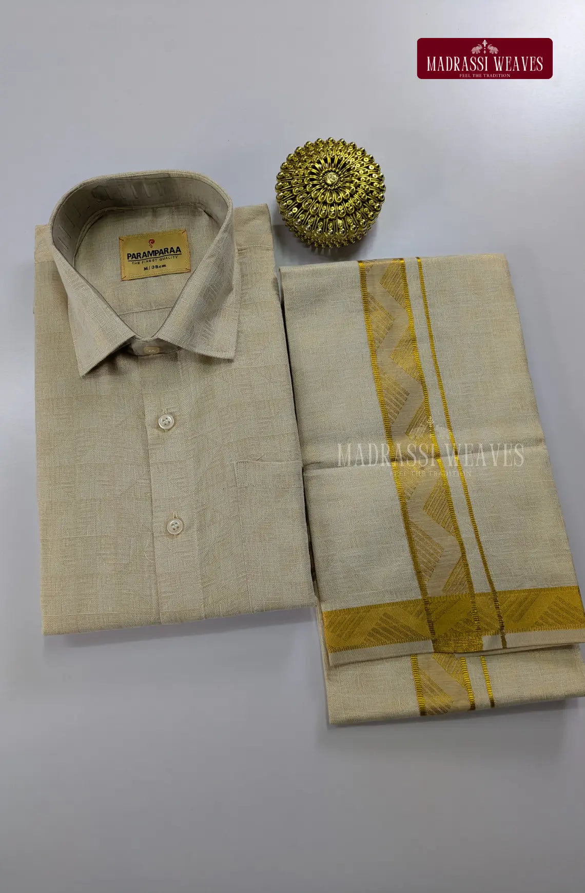 Wedding Zari Brocade Shirt and Dhoti Set - 6