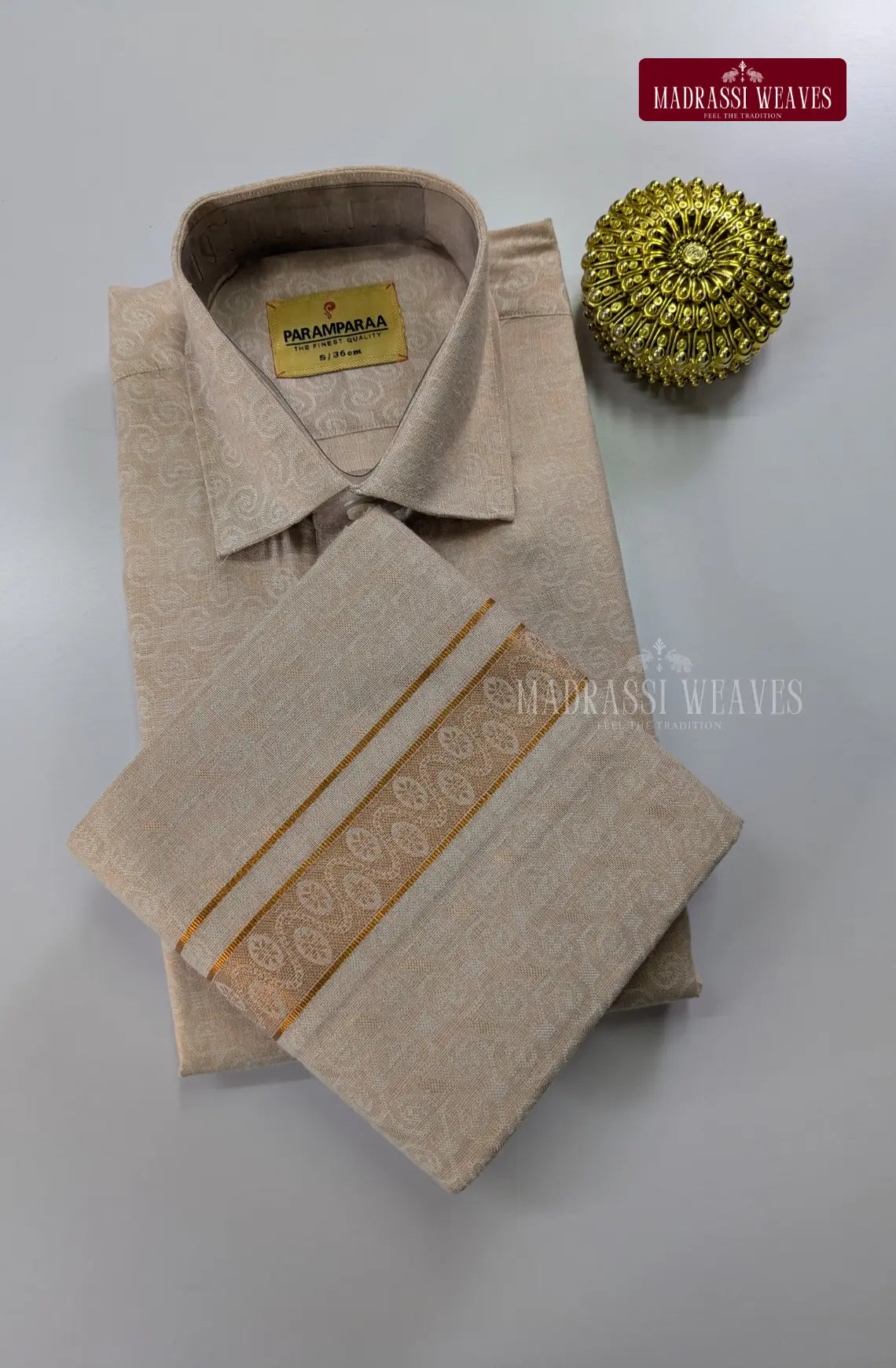 Wedding Zari Brocade Shirt and Dhoti Set - 7