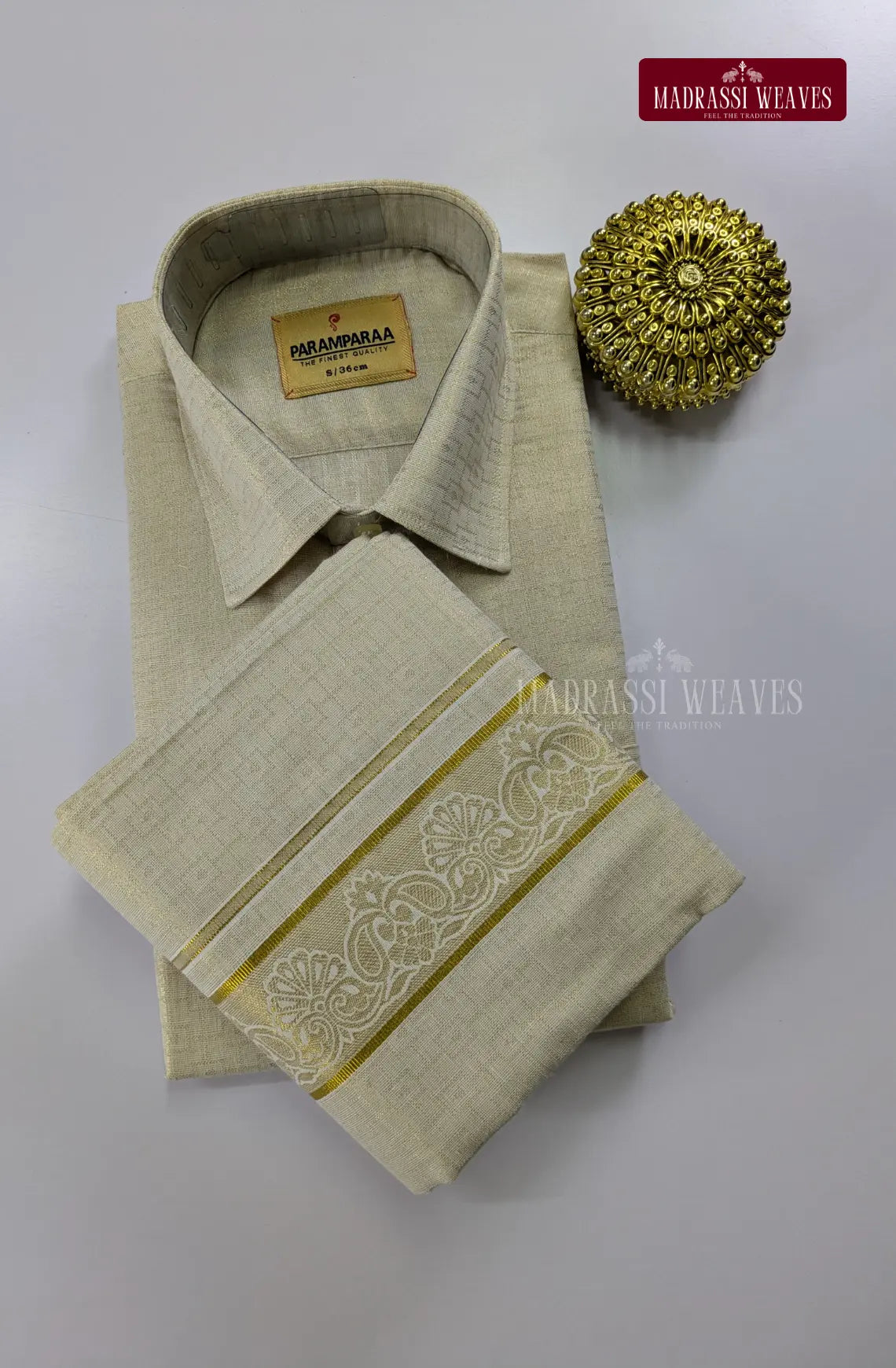 Wedding Zari Brocade Shirt and Dhoti Set - 4