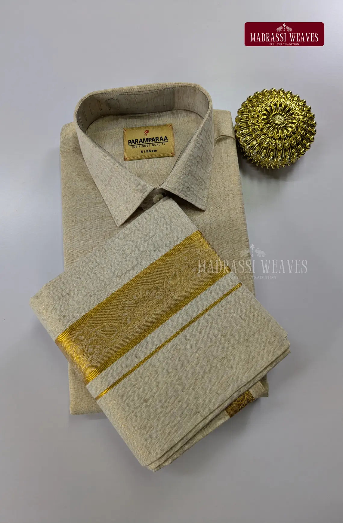 Wedding Zari Brocade Shirt and Dhoti Set - 5