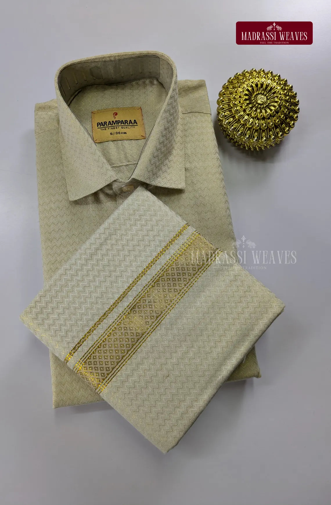 Wedding Zari Brocade Shirt and Dhoti Set - 8