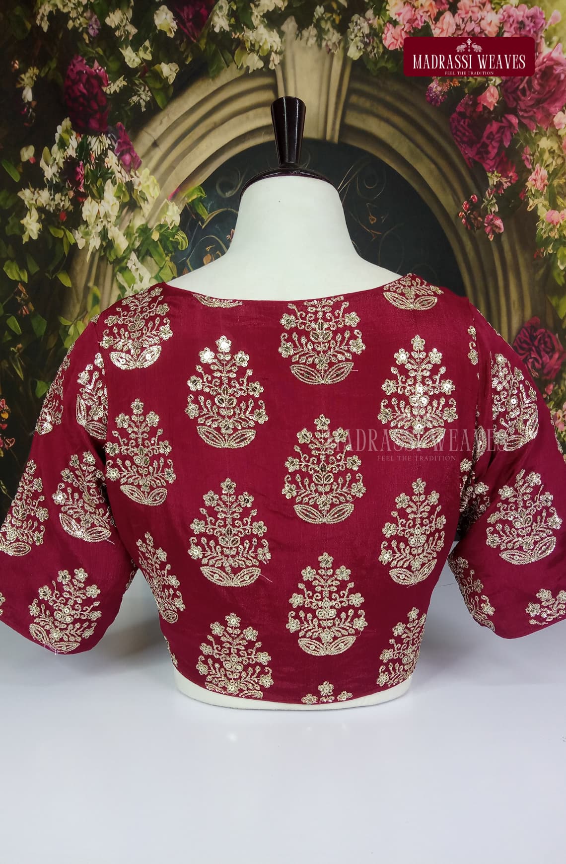 V Neck Heavy Embroidered Georgette Silk Blouse