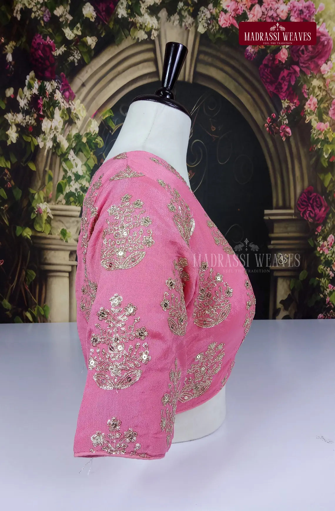 V Neck Heavy Embroidered Georgette Silk Blouse