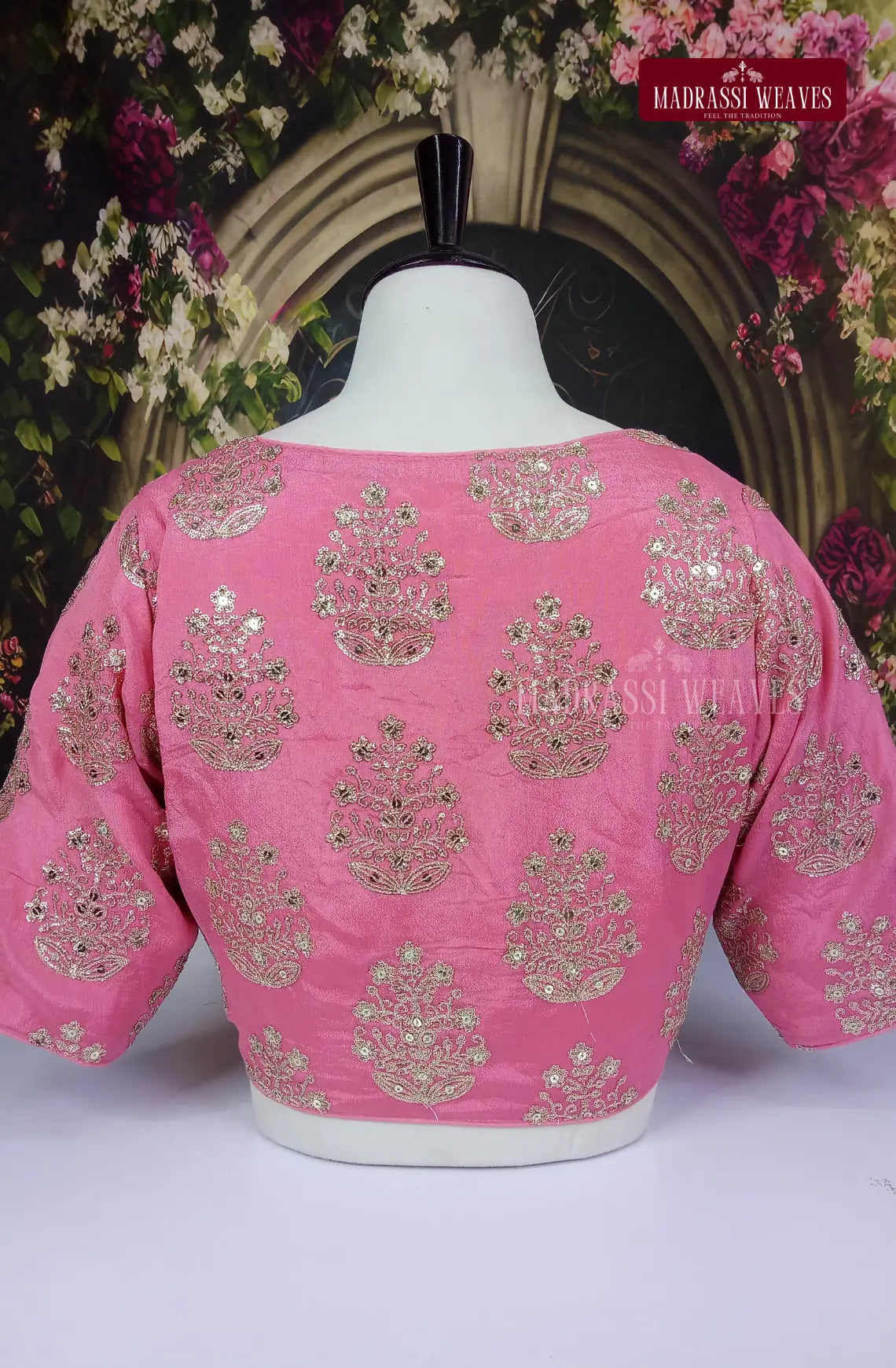 V Neck Heavy Embroidered Georgette Silk Blouse