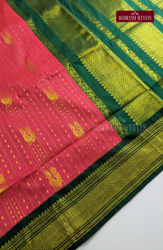 Premium Kalyani Gadwal Saree - Hot Pink