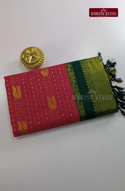 Premium Kalyani Gadwal Saree - Hot Pink