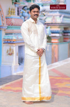 Luxury Aari Work Wedding Silk Dhoti Set 1 (HandCrafted) - (DESPATCH TIME 15 DAYS)
