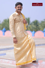 Luxury Aari Work Wedding Silk Dhoti Set 3 (HandCrafted) - (DESPATCH TIME 15 DAYS)