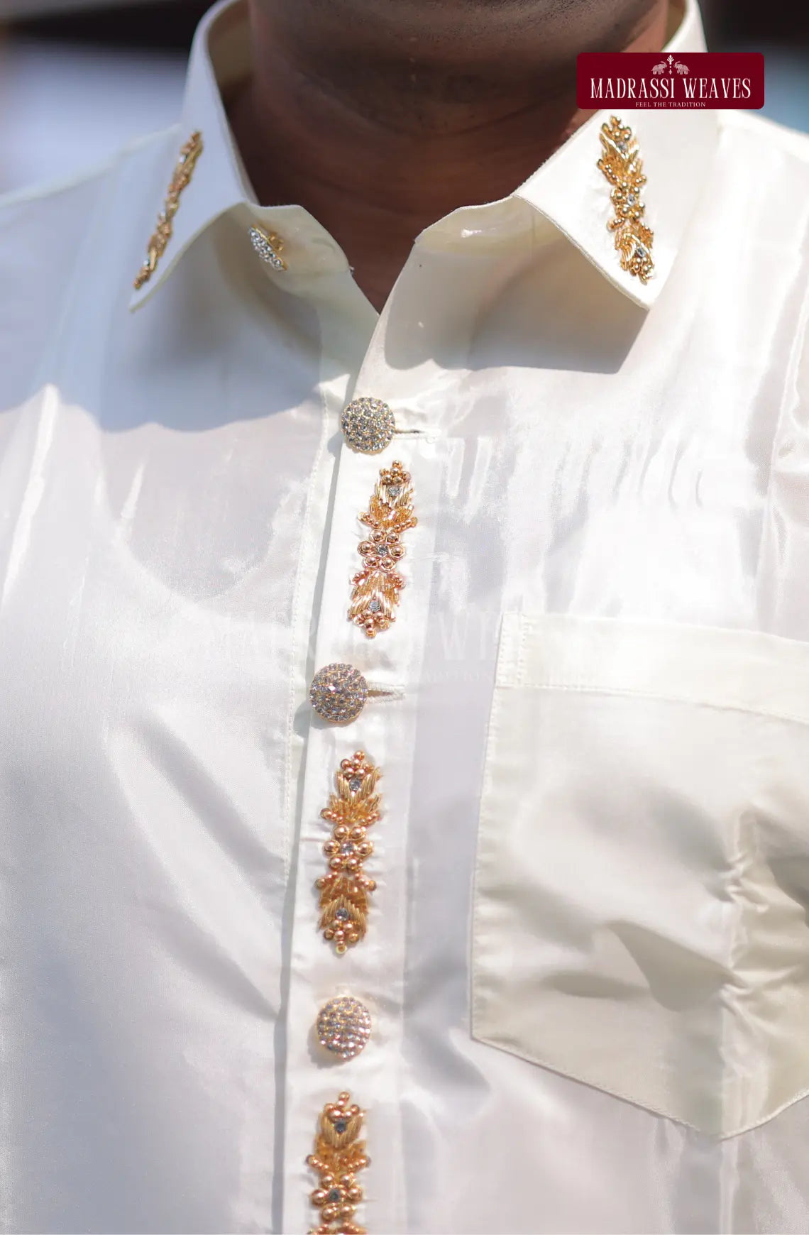 Luxury Aari Work Wedding Silk Dhoti Set 5 (HandCrafted) -(DESPATCH TIME 15 DAYS)