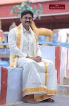 Luxury Aari Work Wedding Silk Dhoti Set 5 (HandCrafted) -(DESPATCH TIME 15 DAYS)