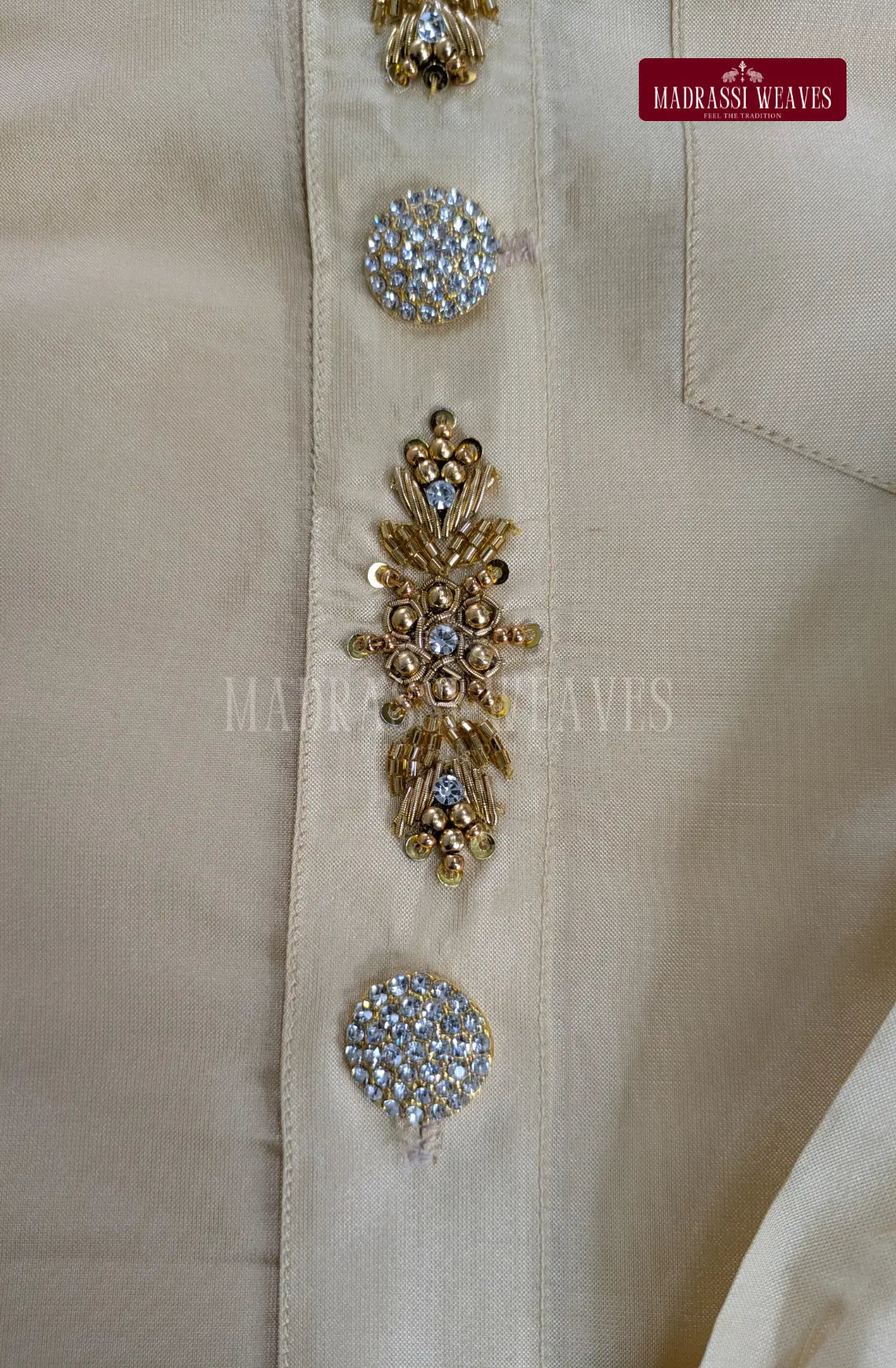 Luxury Aari Work Wedding Silk Dhoti Set 4 (HandCrafted) -(DESPATCH TIME 15 DAYS)