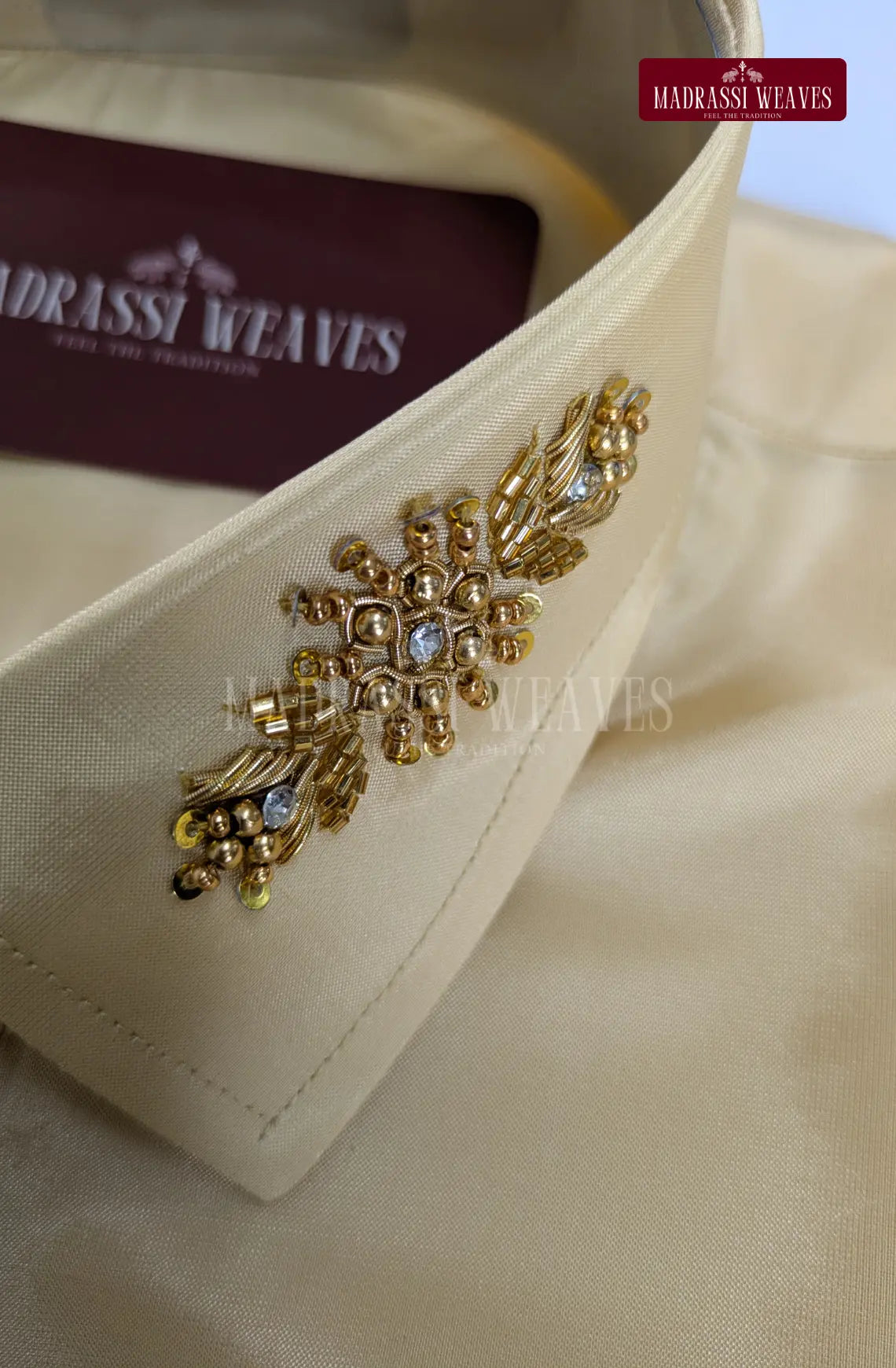 Luxury Aari Work Wedding Silk Dhoti Set 4 (HandCrafted) -(DESPATCH TIME 15 DAYS)