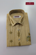 Luxury Aari Work Wedding Silk Dhoti Set (HandCrafted) -(DESPATCH TIME 15 DAYS) - Beige