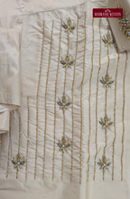 Luxury Aari Work Wedding Silk Dhoti Set (HandCrafted) -(DESPATCH TIME 15 DAYS) - Beige