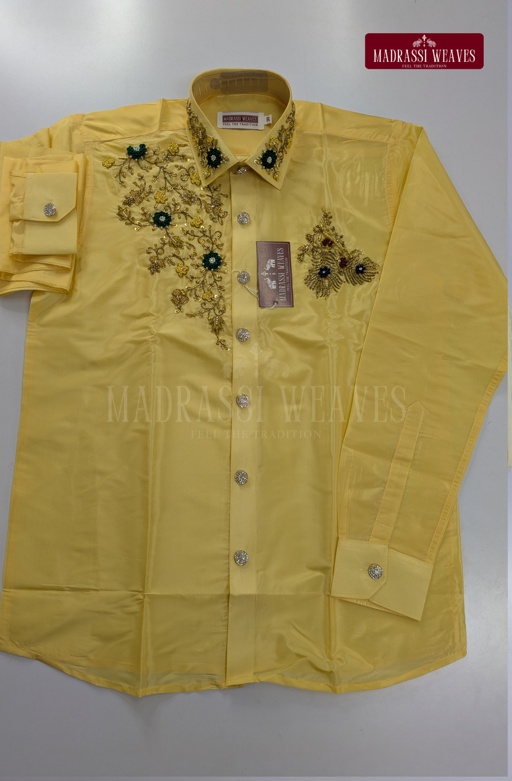 Luxury Aari Work Wedding Silk Dhoti Set (HandCrafted) -(DESPATCH TIME 15 DAYS) - Champagne