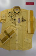 Luxury Aari Work Wedding Silk Dhoti Set (HandCrafted) -(DESPATCH TIME 15 DAYS) - Champagne
