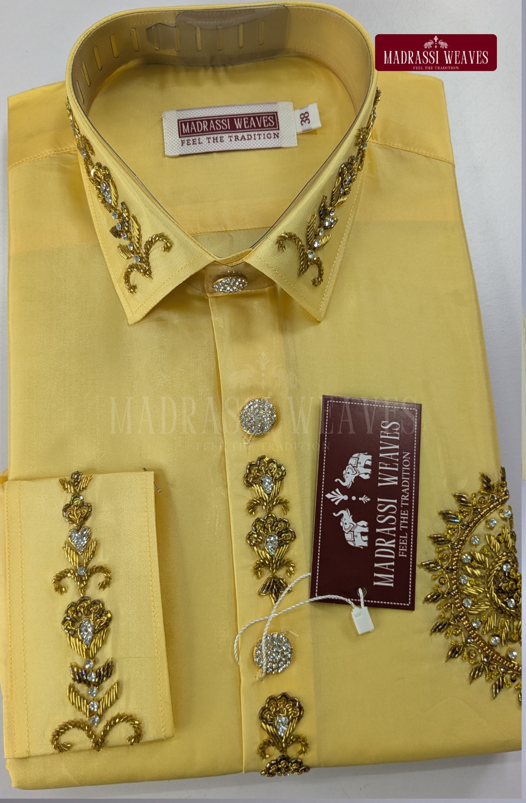 Luxury Aari Work Wedding Silk Dhoti Set (HandCrafted) -(DESPATCH TIME 15 DAYS) - Champagne