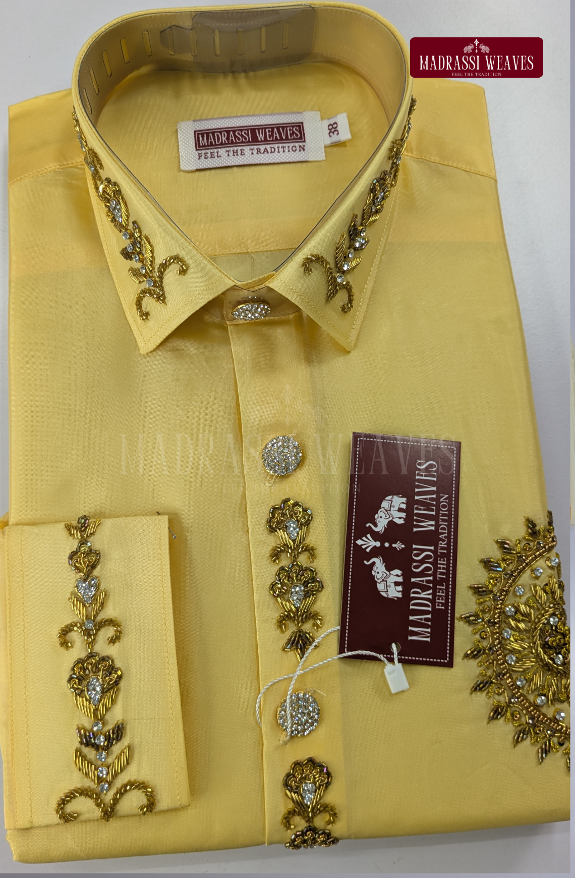 Luxury Aari Work Wedding Silk Dhoti Set (HandCrafted) -(DESPATCH TIME 15 DAYS) - Champagne