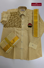 Luxury Aari Work Wedding Silk Dhoti Set (HandCrafted) -(DESPATCH TIME 15 DAYS) - Beige