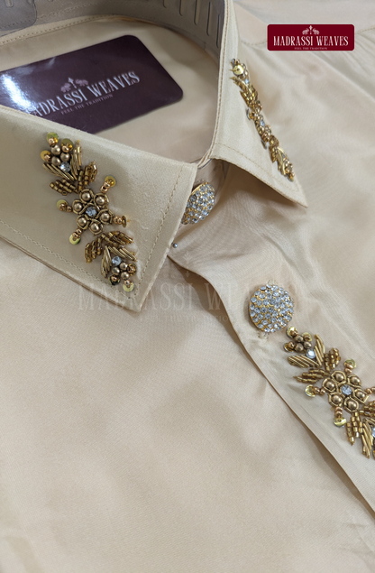 Aari Work Men's Shirt Only (Hand Crafted) - (DESPATCH TIME 15 DAYS)