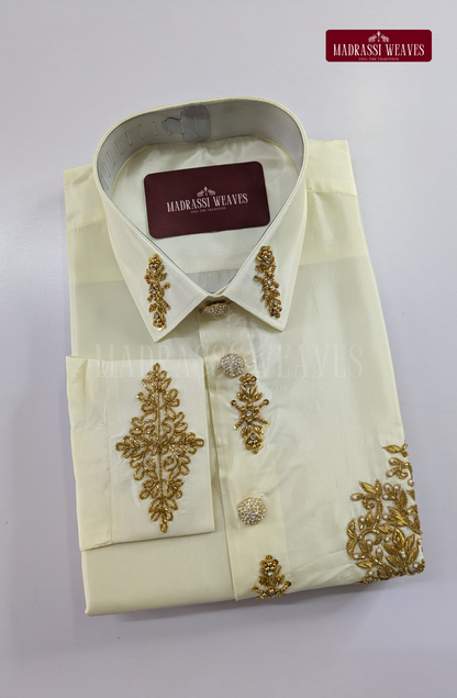 Aari Work Men's Shirt Only (Hand Crafted) - (DESPATCH TIME 15 DAYS)