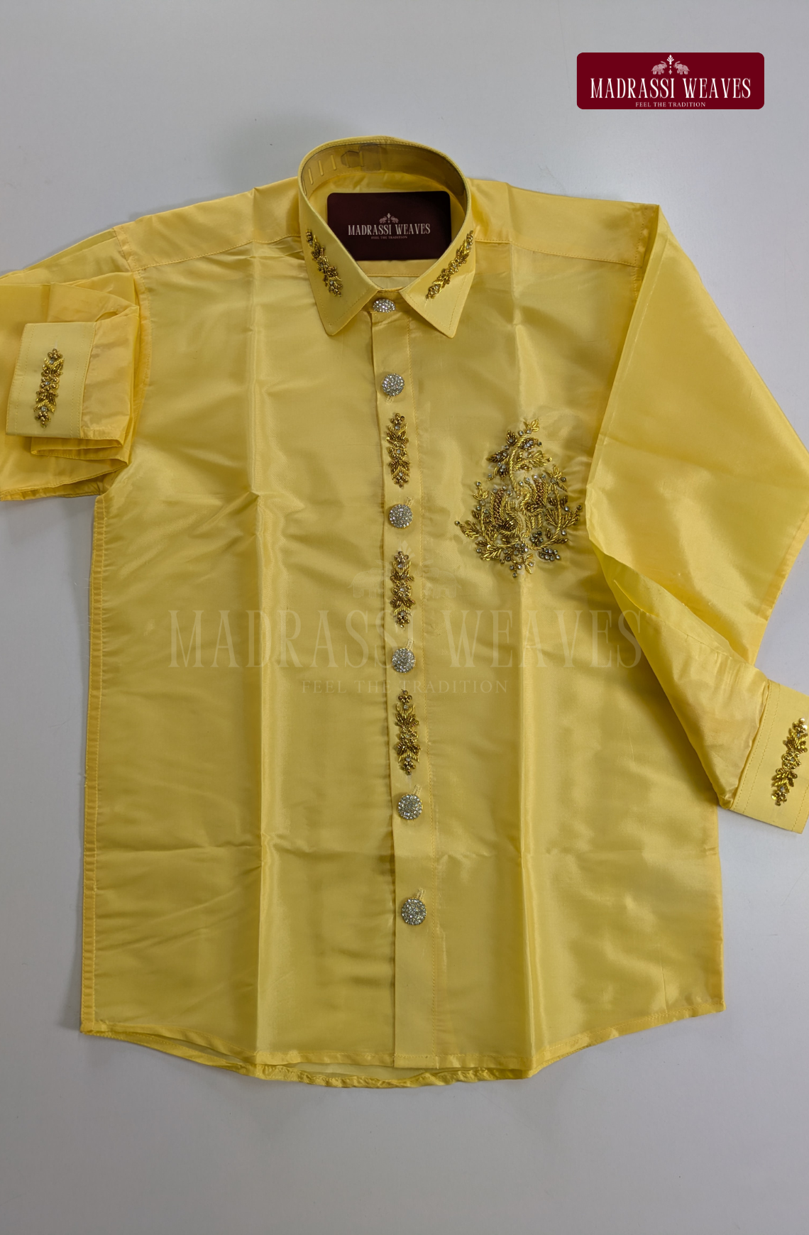 Aari Work Wedding Silk Dhoti Set (HandCrafted) -(DESPATCH TIME 15 DAYS) - Champagne