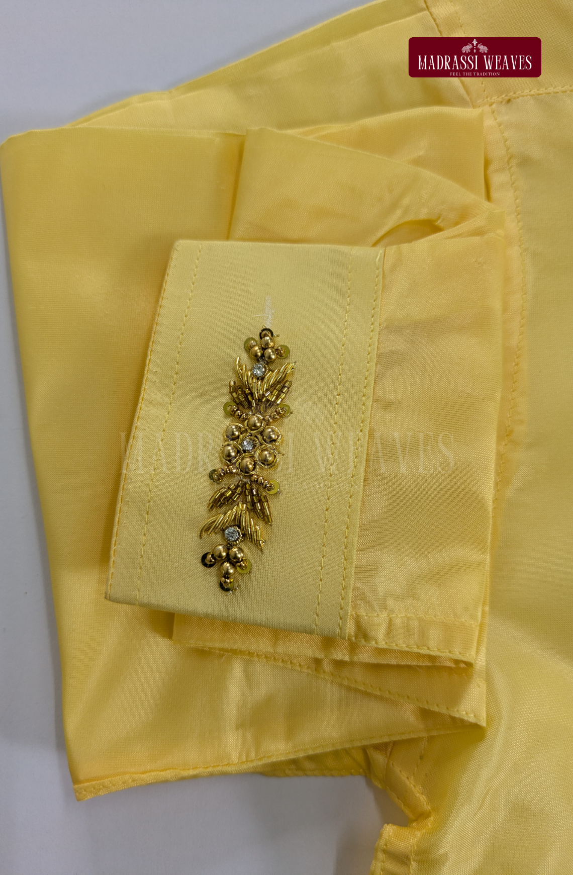 Aari Work Wedding Silk Dhoti Set (HandCrafted) -(DESPATCH TIME 15 DAYS) - Champagne