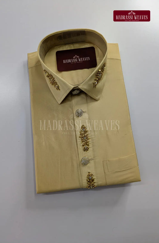 Aari Work Men's Shirt 4 (Hand Crafted) - (DESPATCH TIME 15 DAYS)