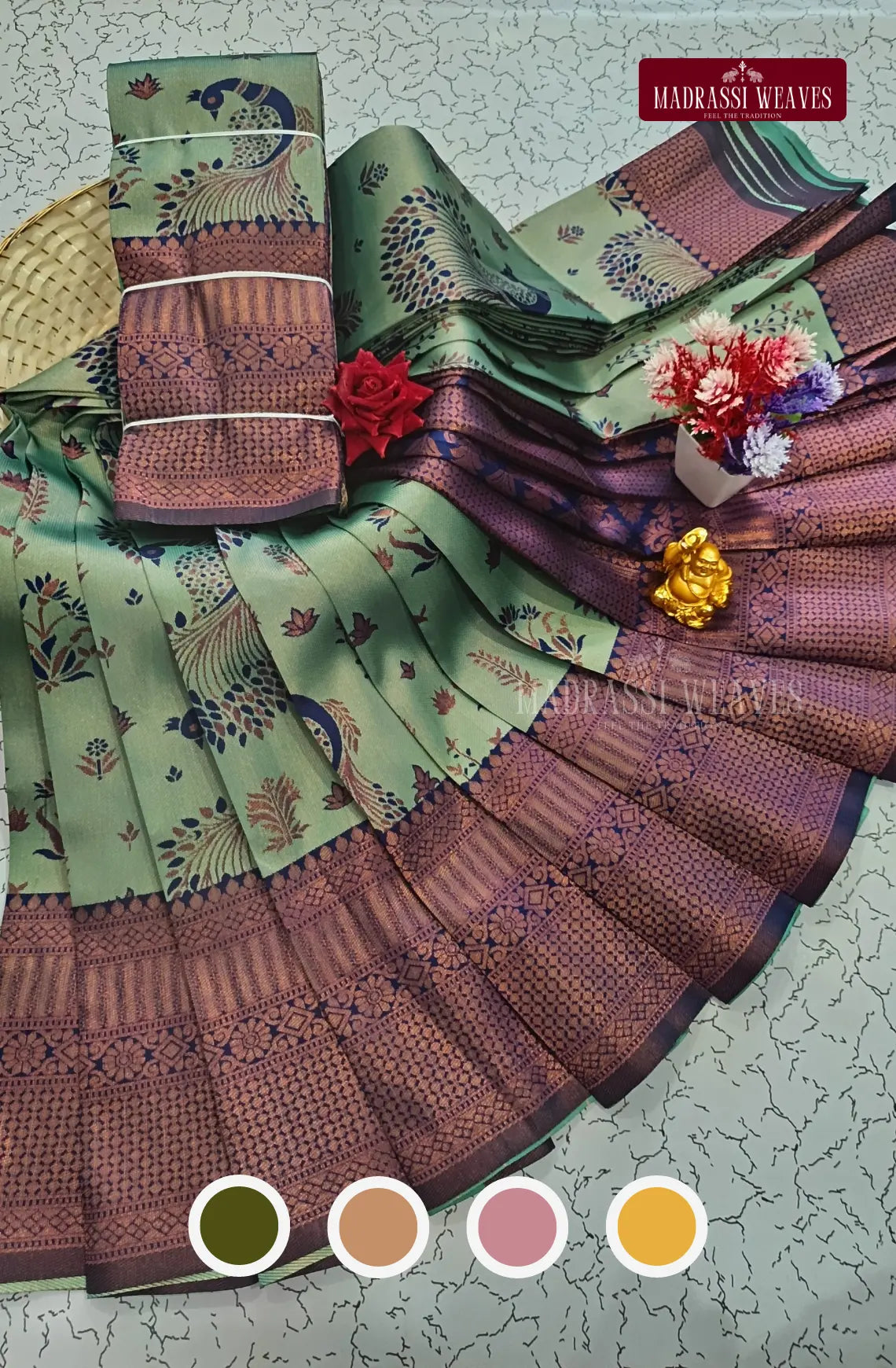 Avarthana Peacock Saree with Zari Border