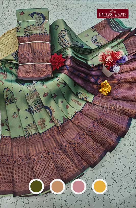 Avarthana Peacock Saree with Zari Border