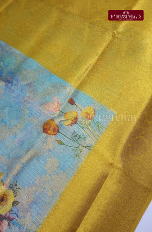 Premium Light Weight Zari Woven Cotton Silk Saree - Sky Blue