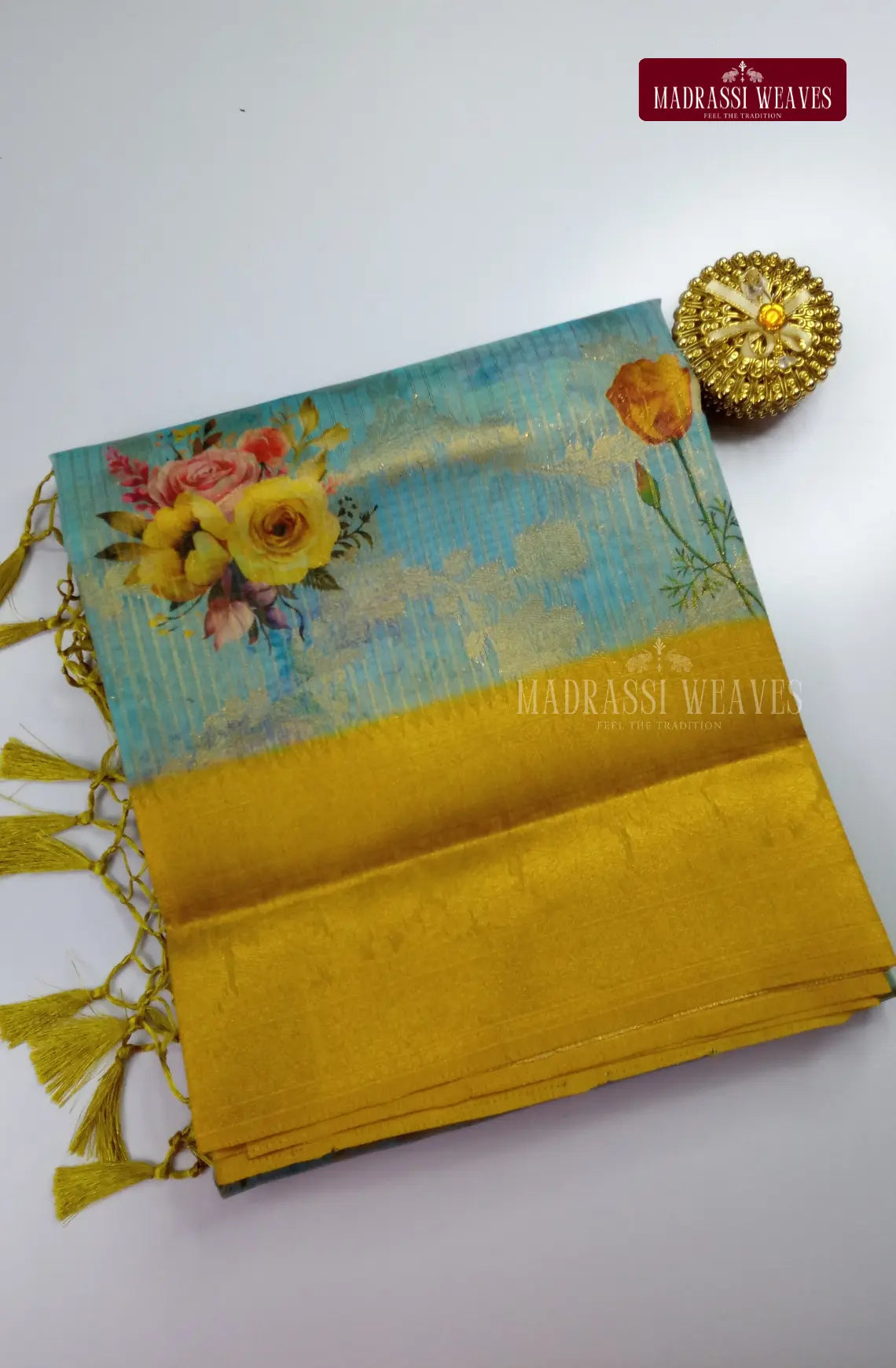 Premium Light Weight Zari Woven Cotton Silk Saree - Sky Blue