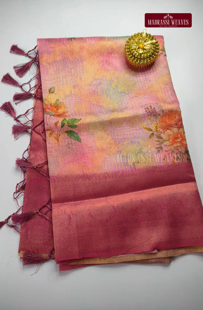 Premium Light Weight Zari Woven Cotton Silk Saree - Rainbow