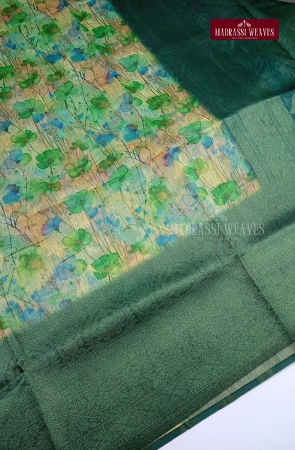 Premium Light Weight Zari Woven Cotton Silk Saree - Greenish Yellow