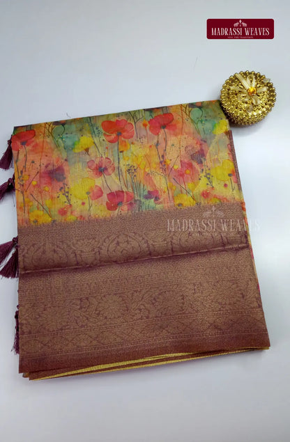 Premium Light Weight Zari Woven Cotton Silk Saree - Methi Yellow