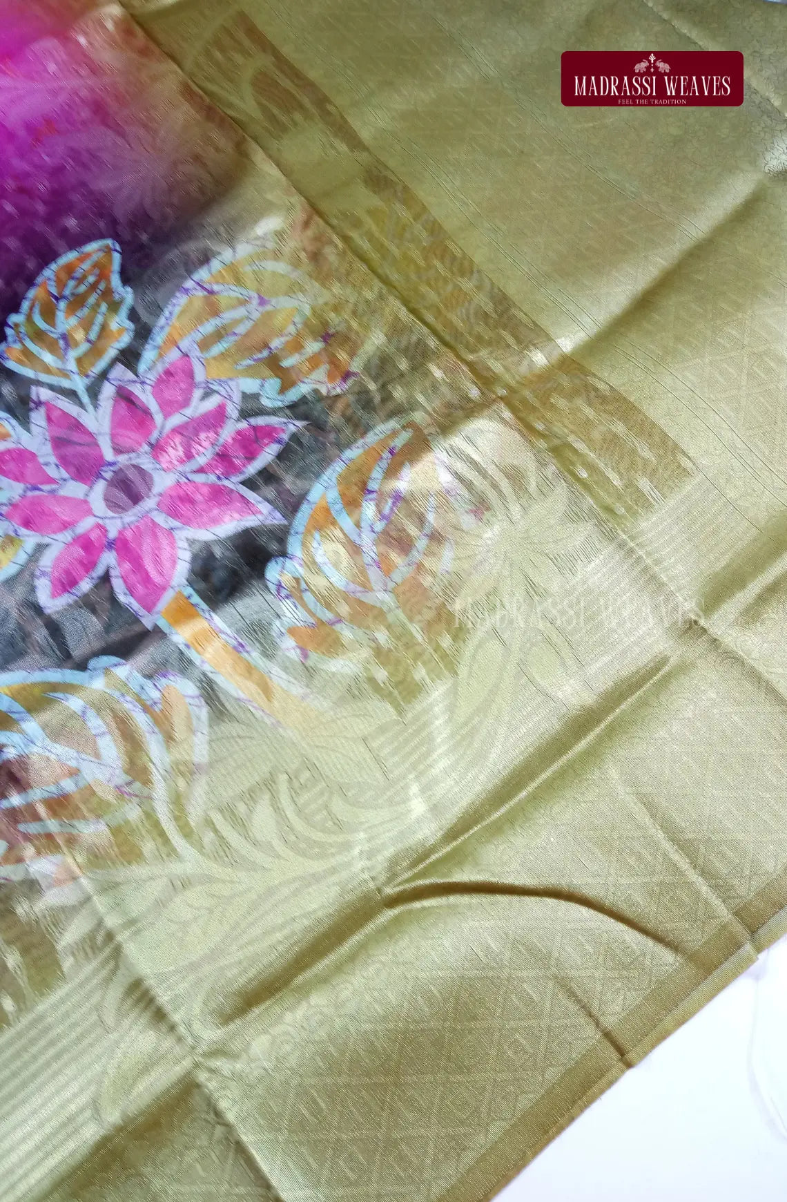 Office Wear Digital Soft Cotton Silk Saree