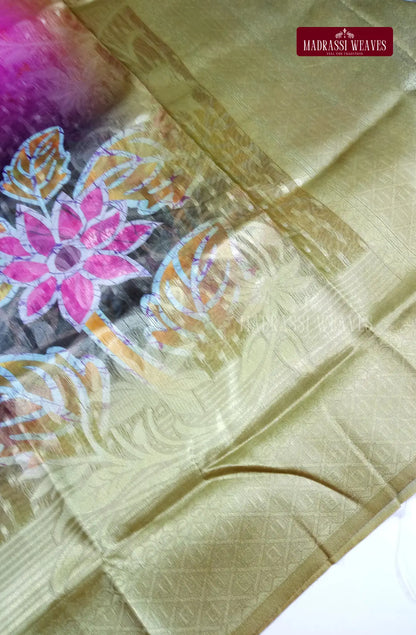 Office Wear Digital Soft Cotton Silk Saree