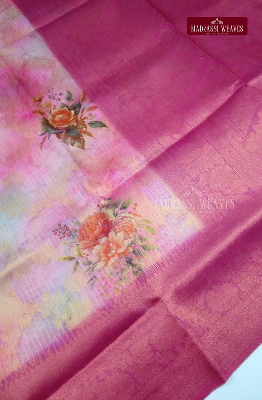 Premium Light Weight Zari Woven Cotton Silk Saree - Rainbow