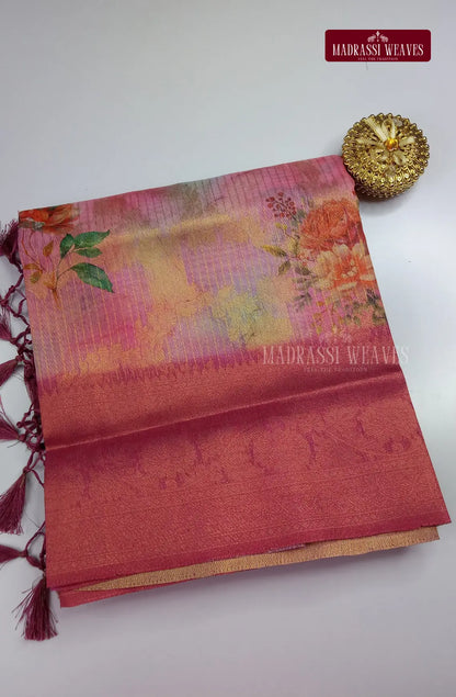 Premium Light Weight Zari Woven Cotton Silk Saree - Rainbow