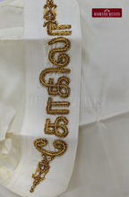 Luxury Aari Work Wedding Silk Dhoti Set (HandCrafted) -(DESPATCH TIME 15 DAYS) - Off White