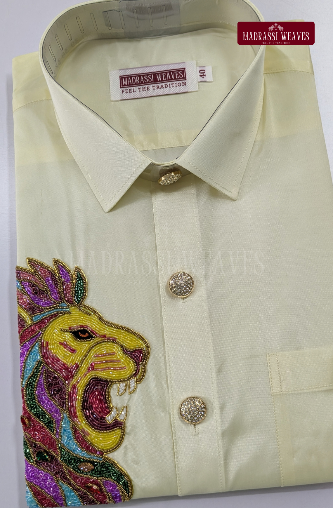Luxury Aari Work Wedding Silk Dhoti Set (HandCrafted) -(DESPATCH TIME 15 DAYS) - Off White