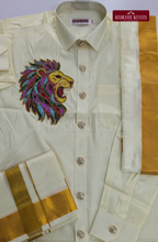 Luxury Aari Work Wedding Silk Dhoti Set (HandCrafted) -(DESPATCH TIME 15 DAYS) - Off White