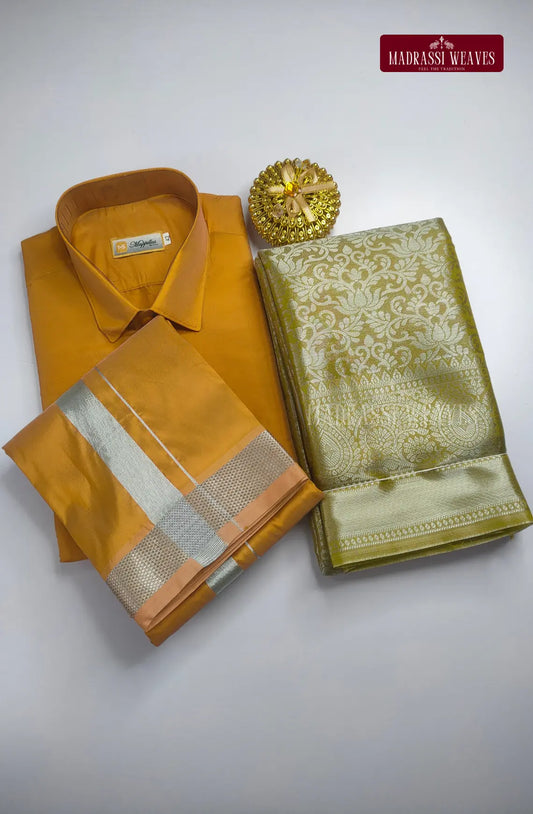 Premium Ethnic Wear Couple Combo Set - Gajal Gold