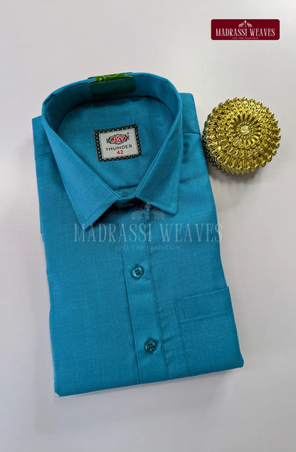 Casual Men's Cotton Dhoti Set - Aqua Blue