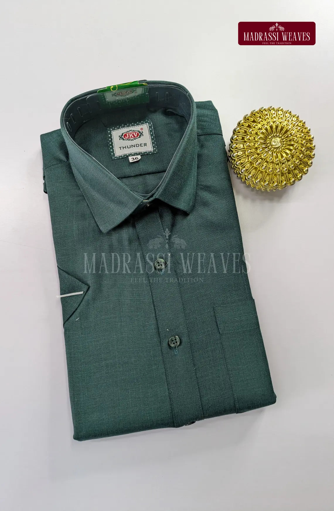 Casual Men's Cotton Dhoti Set - Dark Green