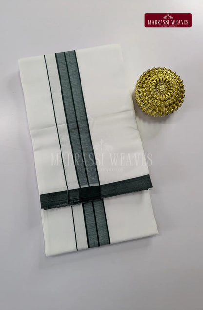 Casual Men's Cotton Dhoti Set - Dark Green