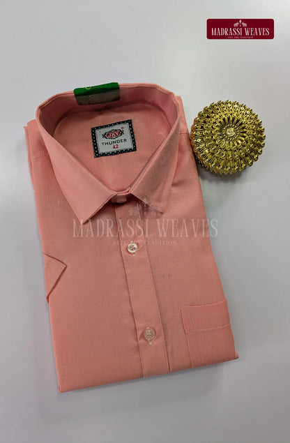 Casual Men's Cotton Dhoti Set - Dark Peach