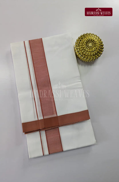 Casual Men's Cotton Dhoti Set - Dark Peach